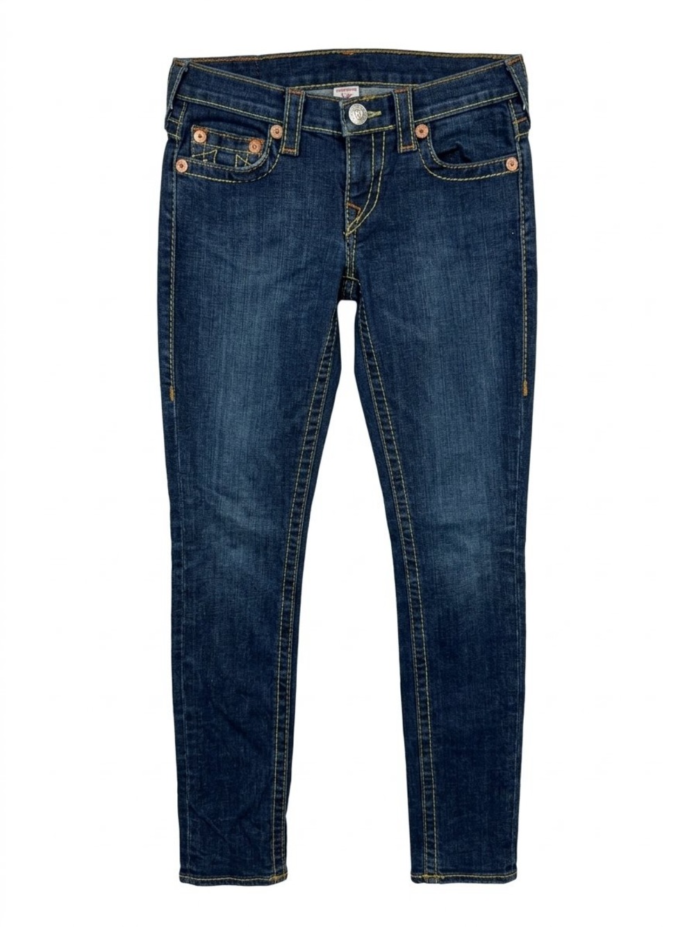 TRUE RELIGION /Women's Dark Blue Skinny Jeans / size 27/ inseam 33”